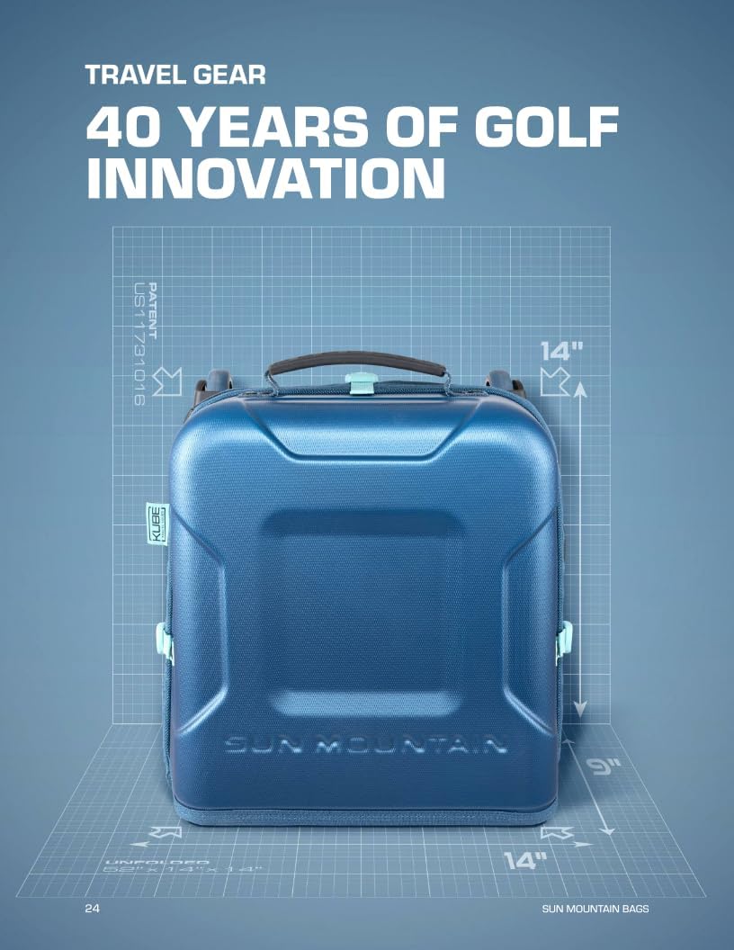 Sun Mountain Kube Golf Travel Bag, 2-Wheel Rolling System-Compact Storage Case