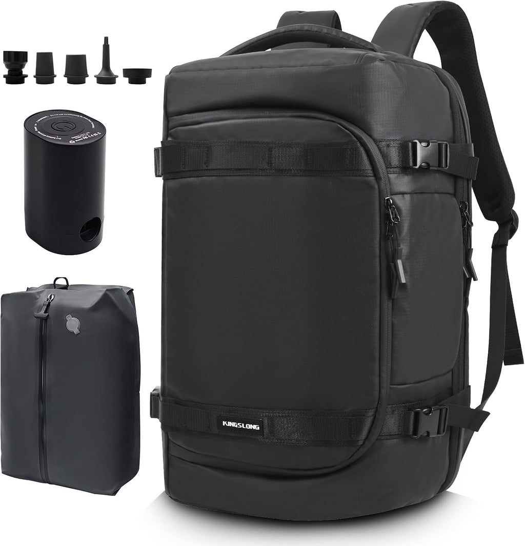 KINGSLONG Travel Carry Luggage Vacuum Backpack：60L Seal Compression Travel Expandable Vackpack Contains Pump (Portable Electric Air Pump Included)