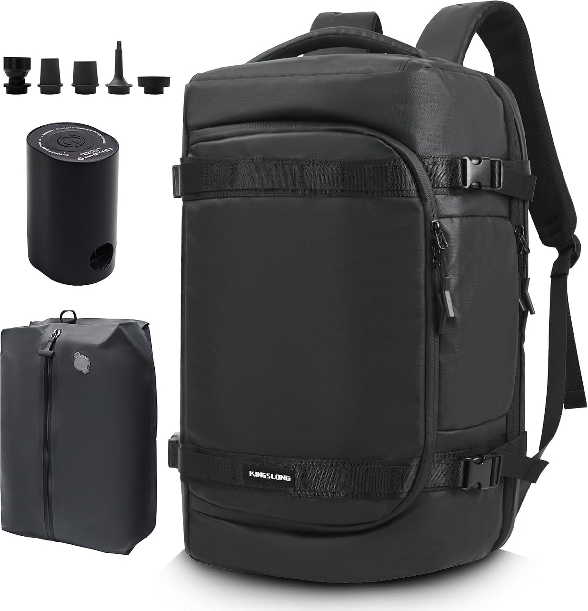 KINGSLONG Travel Carry Luggage Vacuum Backpack：60L Seal Compression Travel Expandable Vackpack Contains Pump (Portable Electric Air Pump Included)