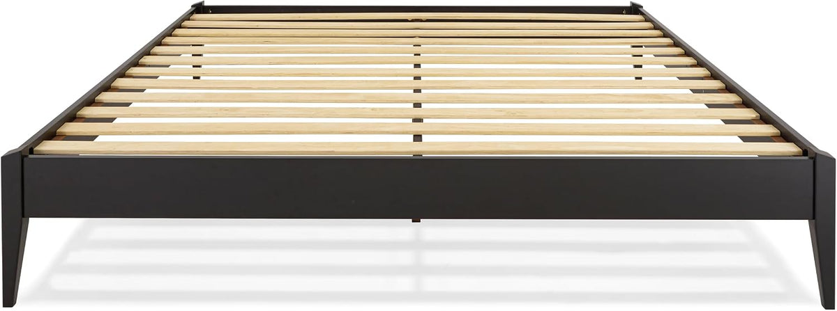 Bme Dinkee King Platform Bed Frame Wood 15 Inch - Solid Wood Bed Frame - Modern & Minimalist Style - 12 Strong Wood Slat Support - Easy Assembly - No Box Spring Needed - Black