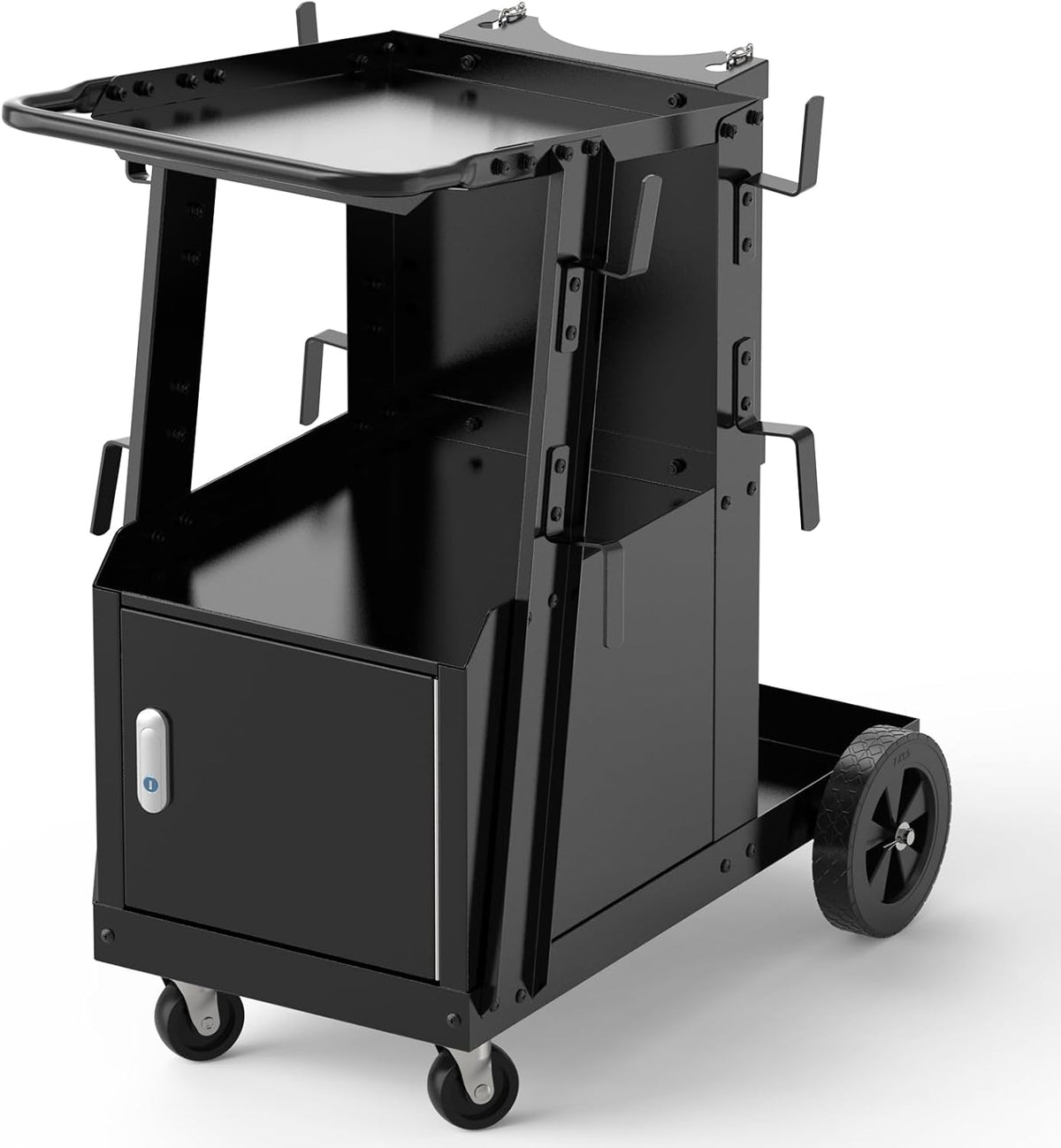 YESWELDER Welding Cart with Large Capacity Lockable Cabinet, for MIG/TIG/Stick Welders and Plasma Cutters, Heavy Duty 360° Swivel Wheels Welding Trolley
