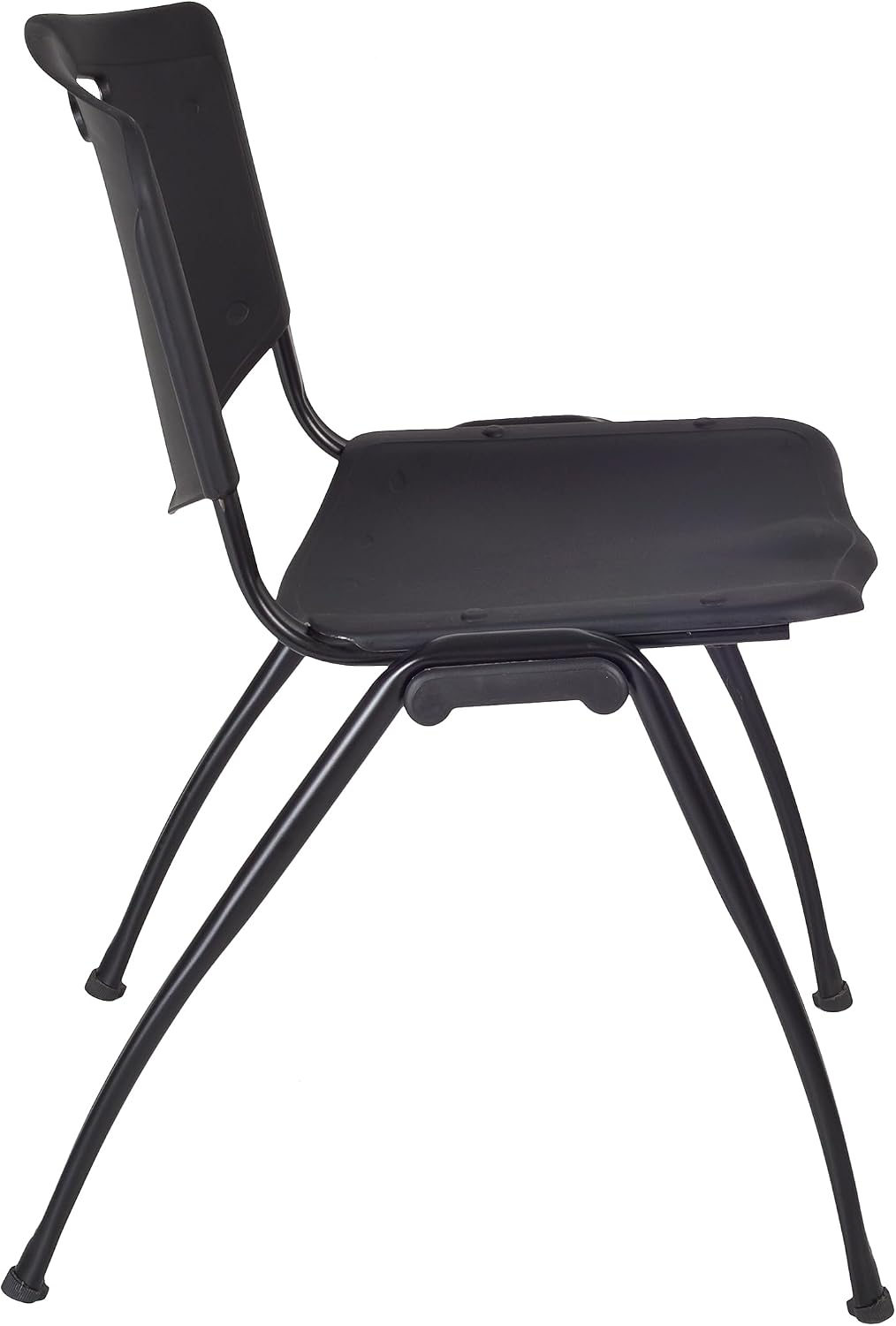 Cain 42' Square Breakroom Table- Beige & 4 'M' Stack Chairs- Black