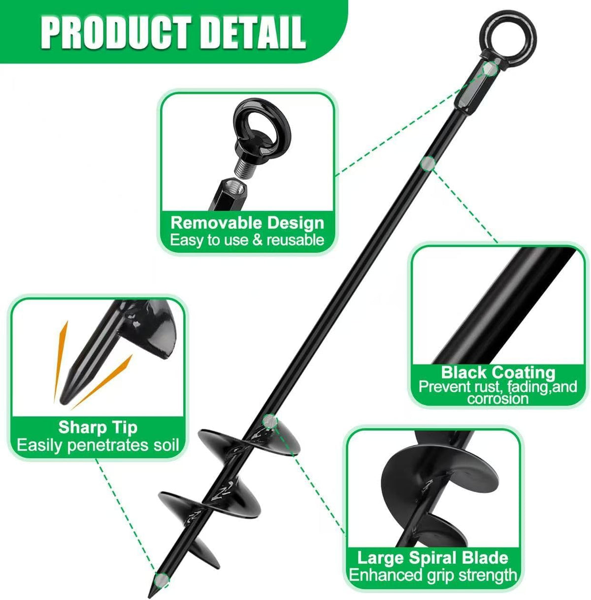 8 Pack 30' Heavy Duty Ground Anchors Shed Anchors Kit with 3/16' Galvanized Cable & 1/4' Jaw and Jaw Turnbuckle, Earth Anchors for Mobile Home Carport Gazebo Trampoline Swingset Tent