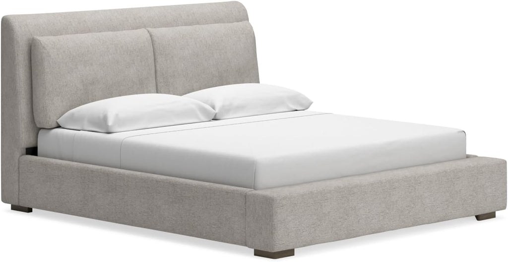 Signature Design by Ashley Cabalynn Casual King Upholstered Bed, Foundation or Box Spring Needed, Beige