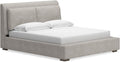 Signature Design by Ashley Cabalynn Casual King Upholstered Bed, Foundation or Box Spring Needed, Beige