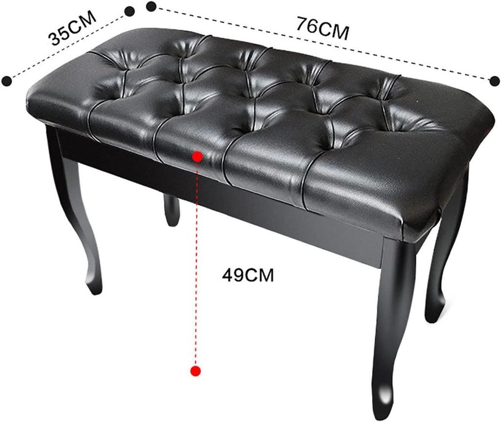 Piano Stool,Dressing Table Stoolduet Leather Piano Bench Deluxe Wood Piano Stool with Large Storage Box Keyboard Bench Vanity Stool,76 X 35 X 49Cm,Perfect for Home & Prof,Black