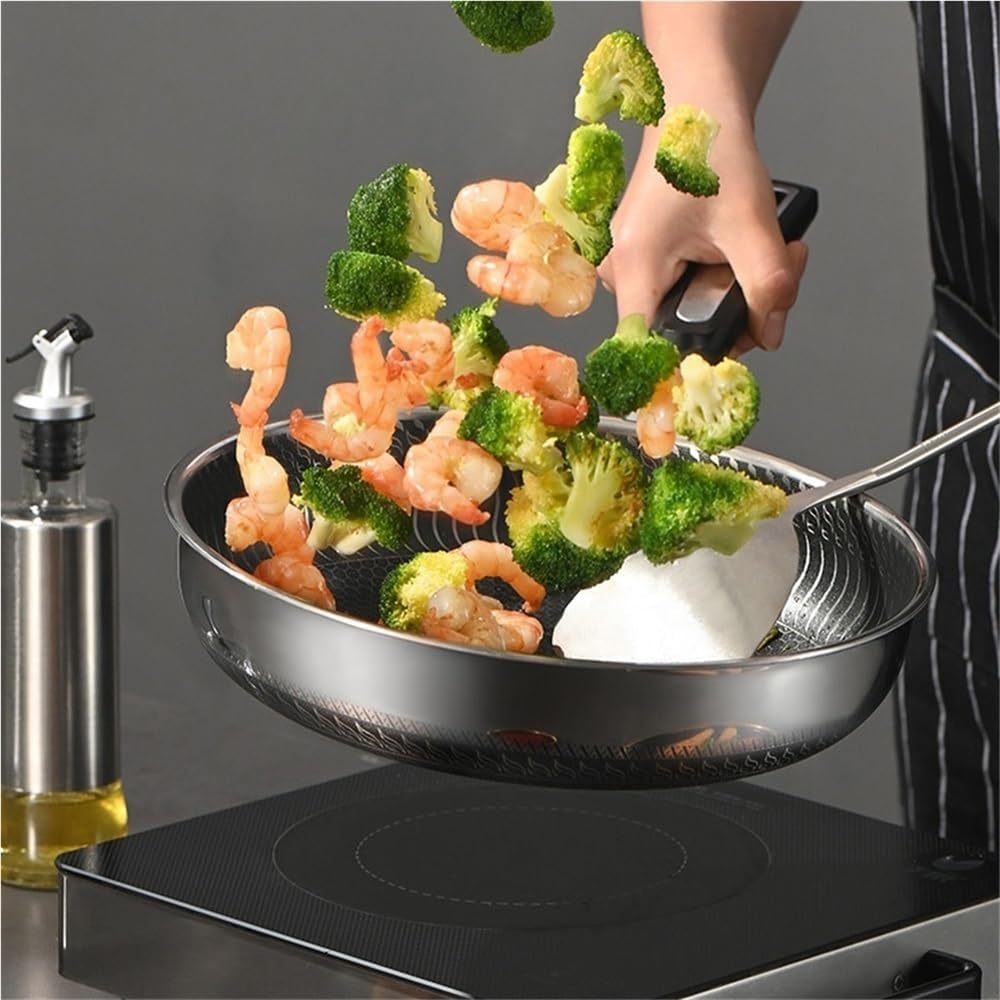 Sauciers Non Stick Stainless Steel Skillets Stainless Steel Non Stick 28cm Round Frying Pan Round cookware