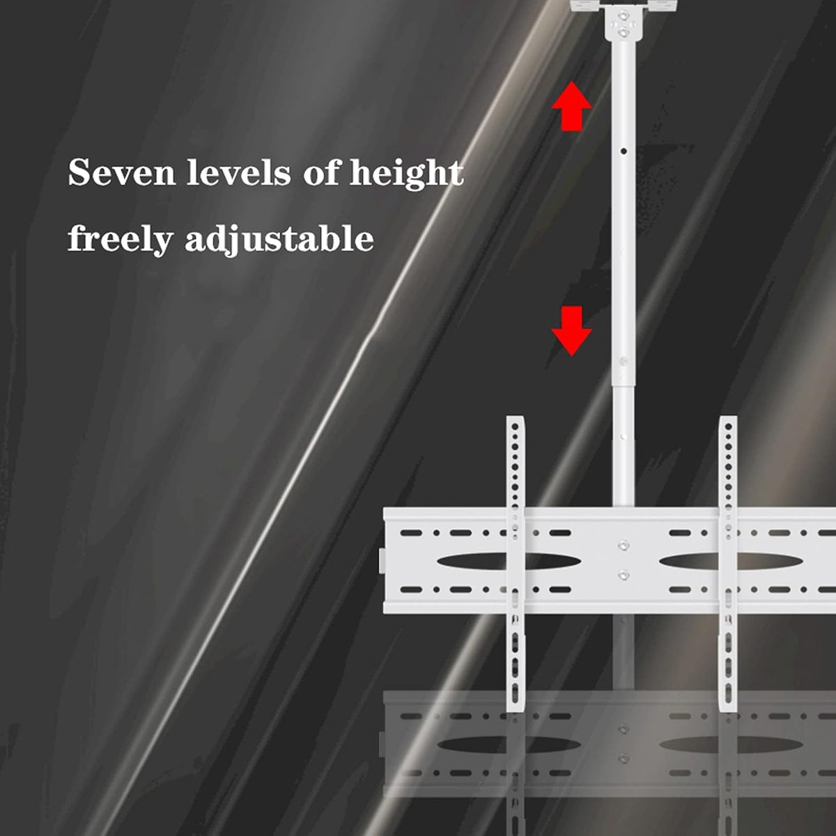 Universal Tv Stand Tv Stand Base White Tv Hanger 40'-60' Tv Ceiling Mount Tilt Rotationbracket Height-Adjustable Tv Ceiling Mount, Max Vesa 600X400Mm and Holds,White-1 Meter