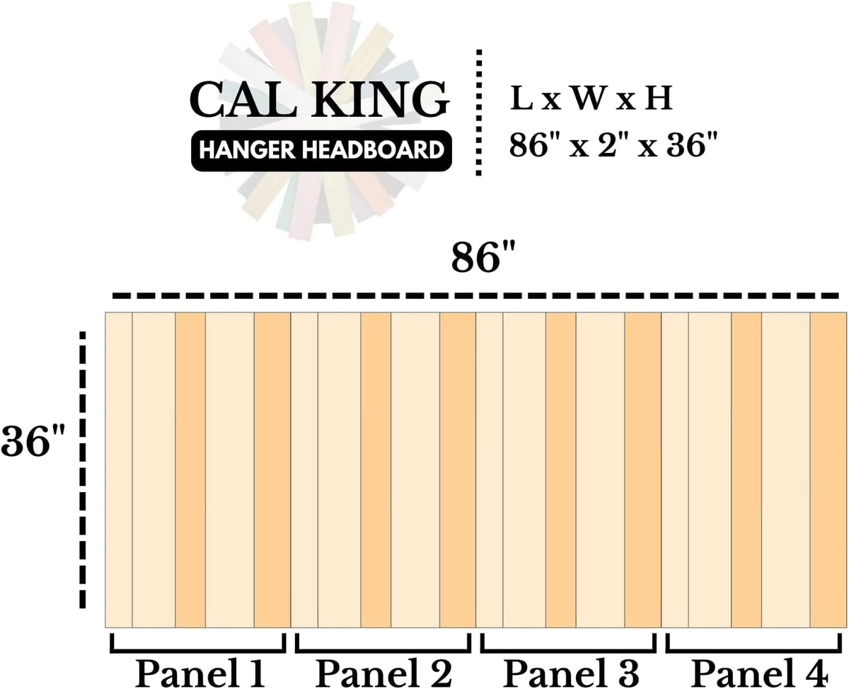 Barn Walls All Terrain Mix Design, Multicolored, Solid Wood Headboard, Floating Panels, Wall Mount, Adjustable Height, Easy Installation, California King Size
