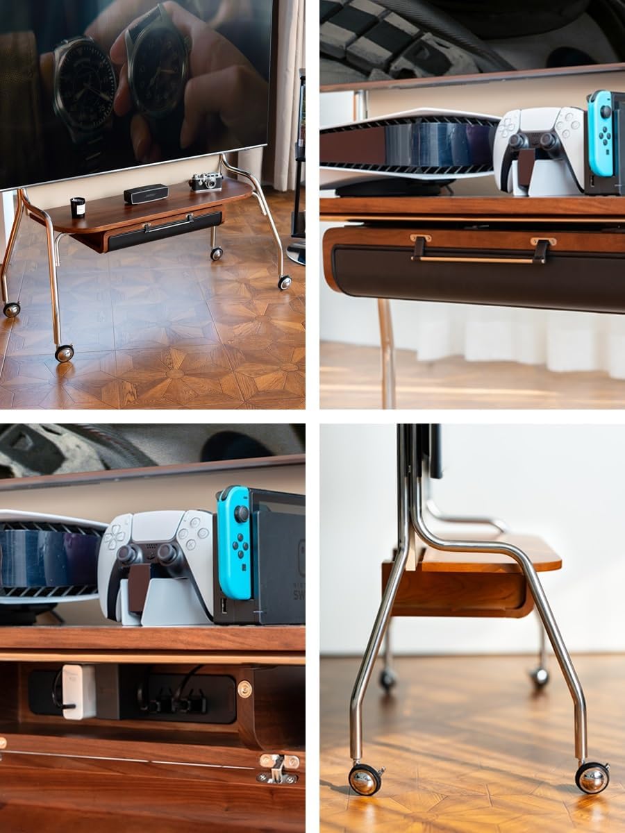Free Standing Tv Stand Rolling TV Stand Mobile TV Cart On Wheels TV Stand for 55 to 85 Inch TV Floor TV Cart Stand with Storage Shelf Floor Standing Tv Stand (Color : B,