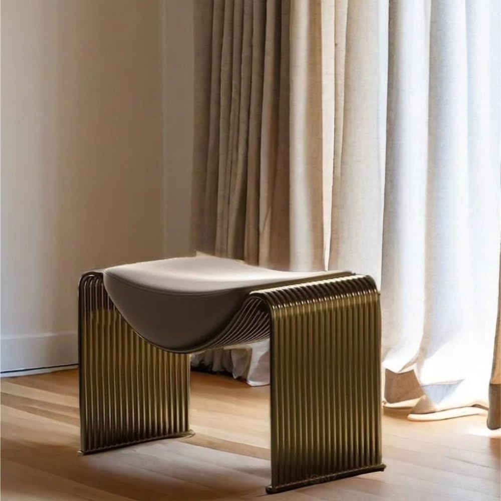 Minimalist Entryway Stool Modern Vanity Bench Sturdy Metal Frame Foot Rest Makeup Shoe Bench for Living Room Office Beautiful