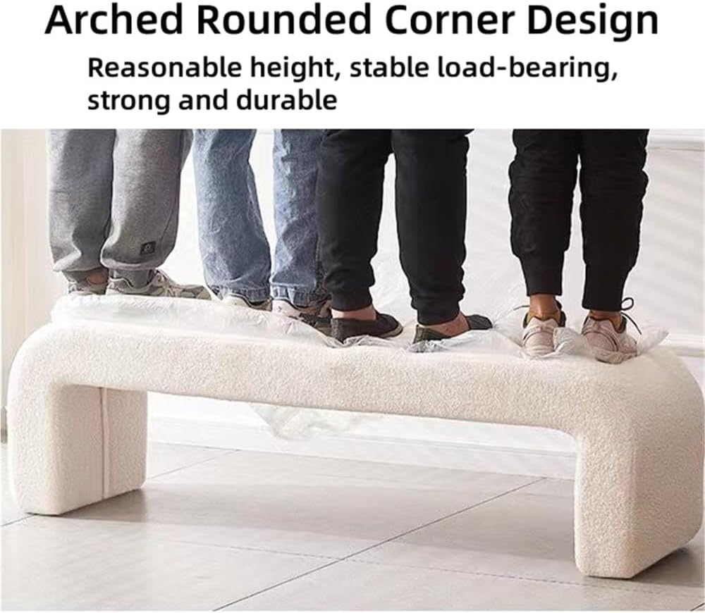 Minimalist Entryway Shoe Bench, Upholstered Bed End Bench, Vanity Stool/Ottoman/Footrest, Modern Arched Benches for Front Door, Living Room, Hallway, Make-up Room(Gray,39.4''x15.7''x16.9'')
