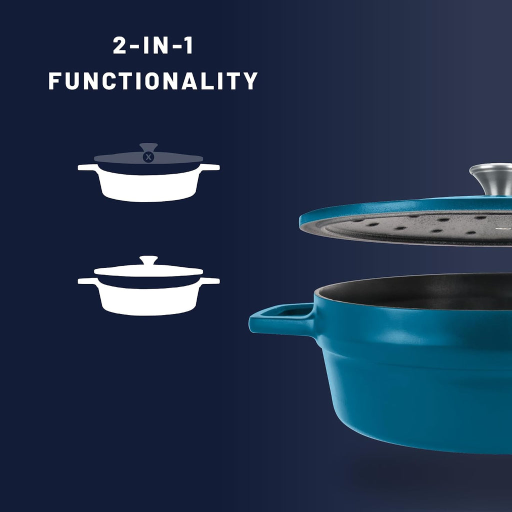 All American 1930 - Dutch Oven - The Saucier Set, Berry Blue - 5.5qt Capacity - Perfect for Sauces, Soups & Simmering - Non Stick & PFAS Free - Made in the USA