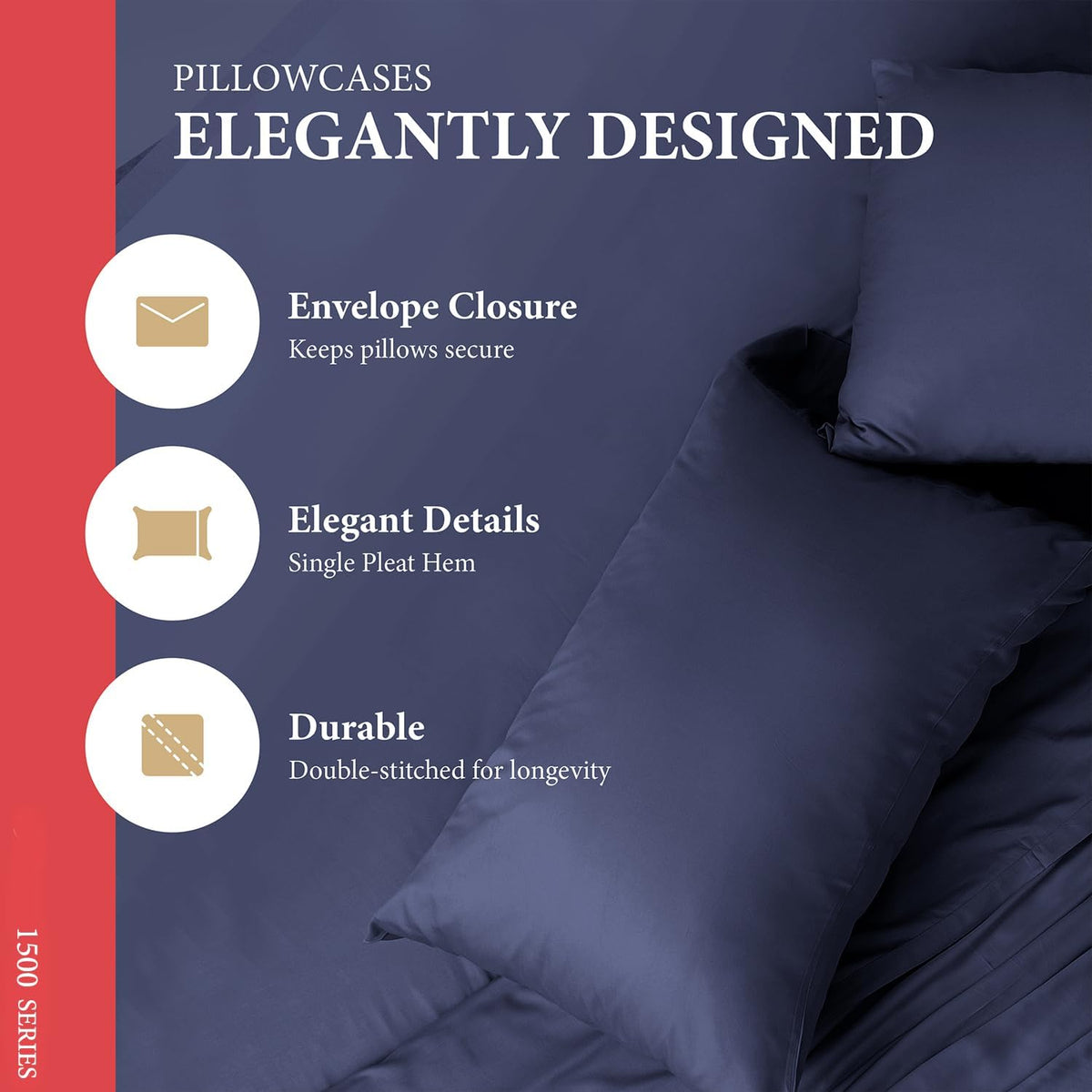 100% Egyptian Cotton Sheets Queen Size Bed Set - Luxury 1500 Series Prestige Collection Queen Sheet Set (4 PC, Navy Blue), 17' Deep Pocket, Silky Soft, Cooling, Sateen Weave Bedding