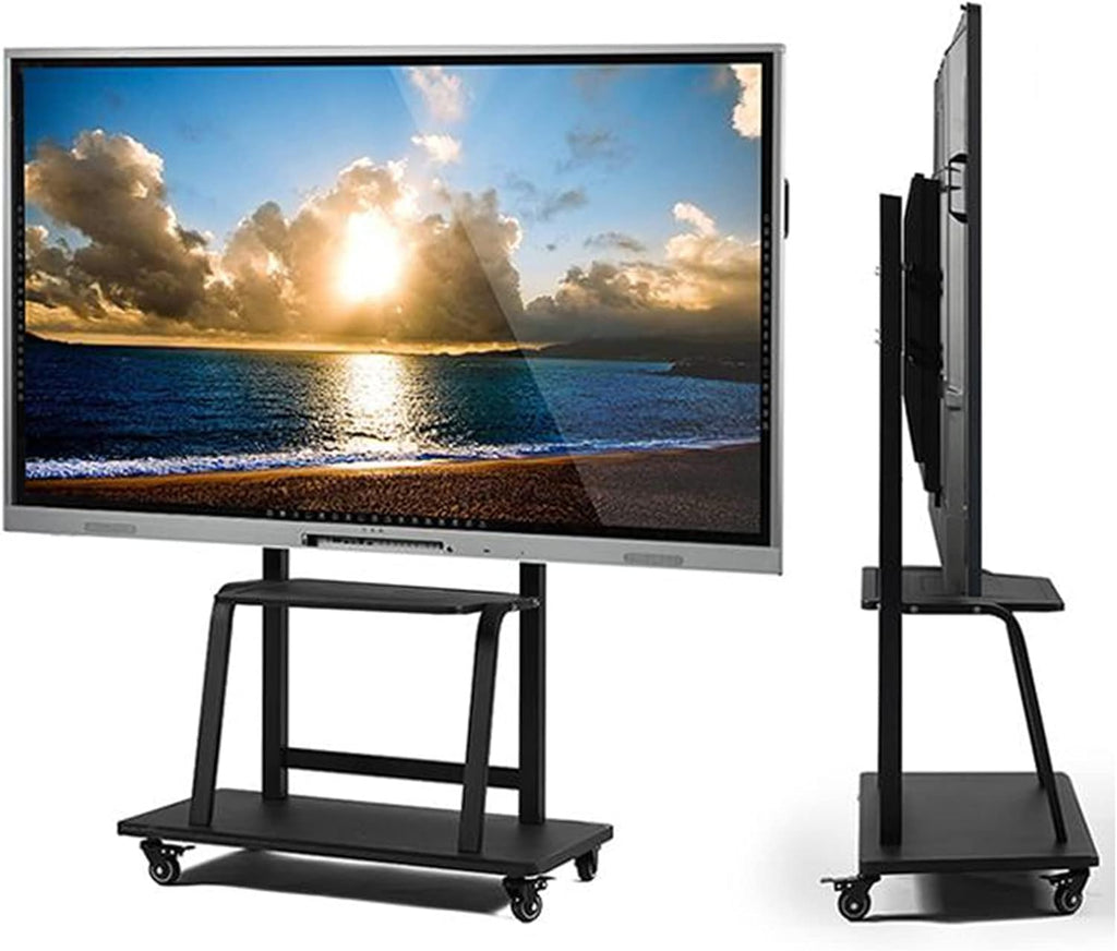 Mobile Universal TV Cart Floor Stand Tall, Heavy Duty Black Rolling TV Cart with Storage Shelf & Wheels for 42 50 55 65 70 75 Inch TV Beautiful Scenery