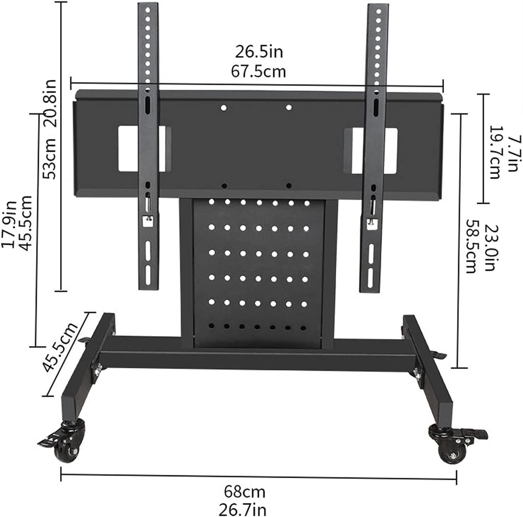 Universal TV Stand TV Stand Base Floor-Standing TV Mobile Cart 32'-75' Mobile Commercial TV Stand with 4 Universal Rollers Double Column Tilts Rotation TV Stand, Holds Up to 110lbs