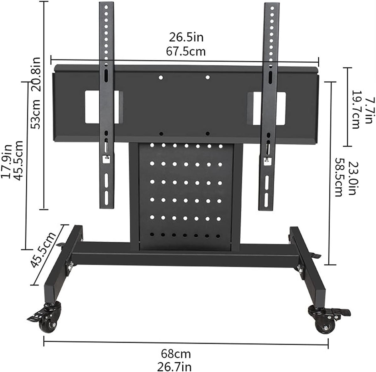 Universal TV Stand TV Stand Base Floor-Standing TV Mobile Cart 32'-75' Mobile Commercial TV Stand with 4 Universal Rollers Double Column Tilts Rotation TV Stand, Holds Up to 110lbs
