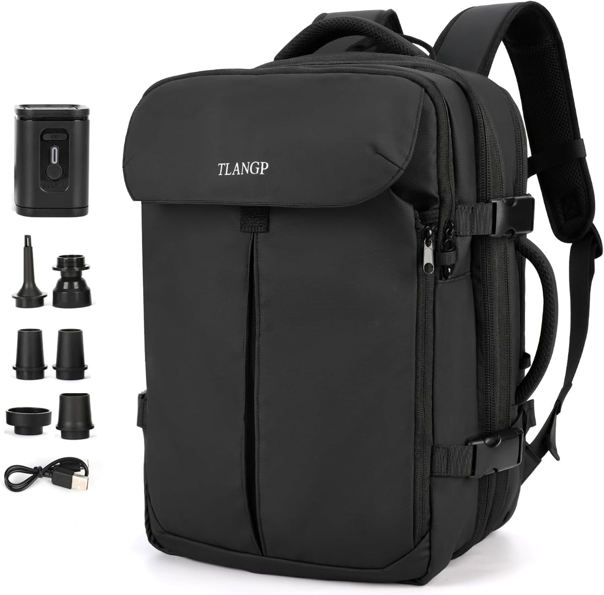 Vacuum Compression Backpack, 60L Expandable Vacpack, Waterproof Carry-On Anti Theft Airback, Black