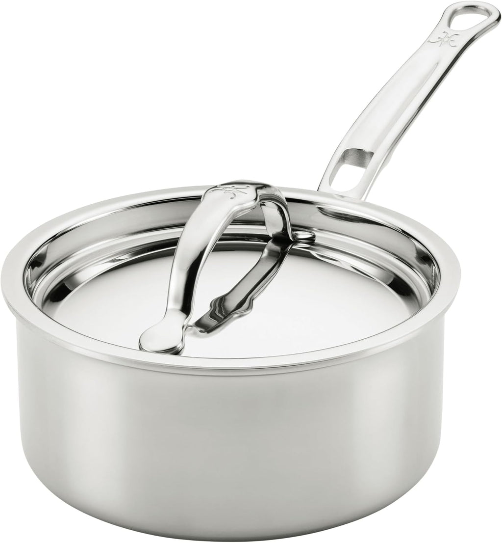 Hestan ProBond Luxe 1.5-Quart Saucepan with Lid, Professional Clad Stainless Steel, ProCore Tri-Ply Clad Construction, Polished Exterior, Induction & Oven Safe