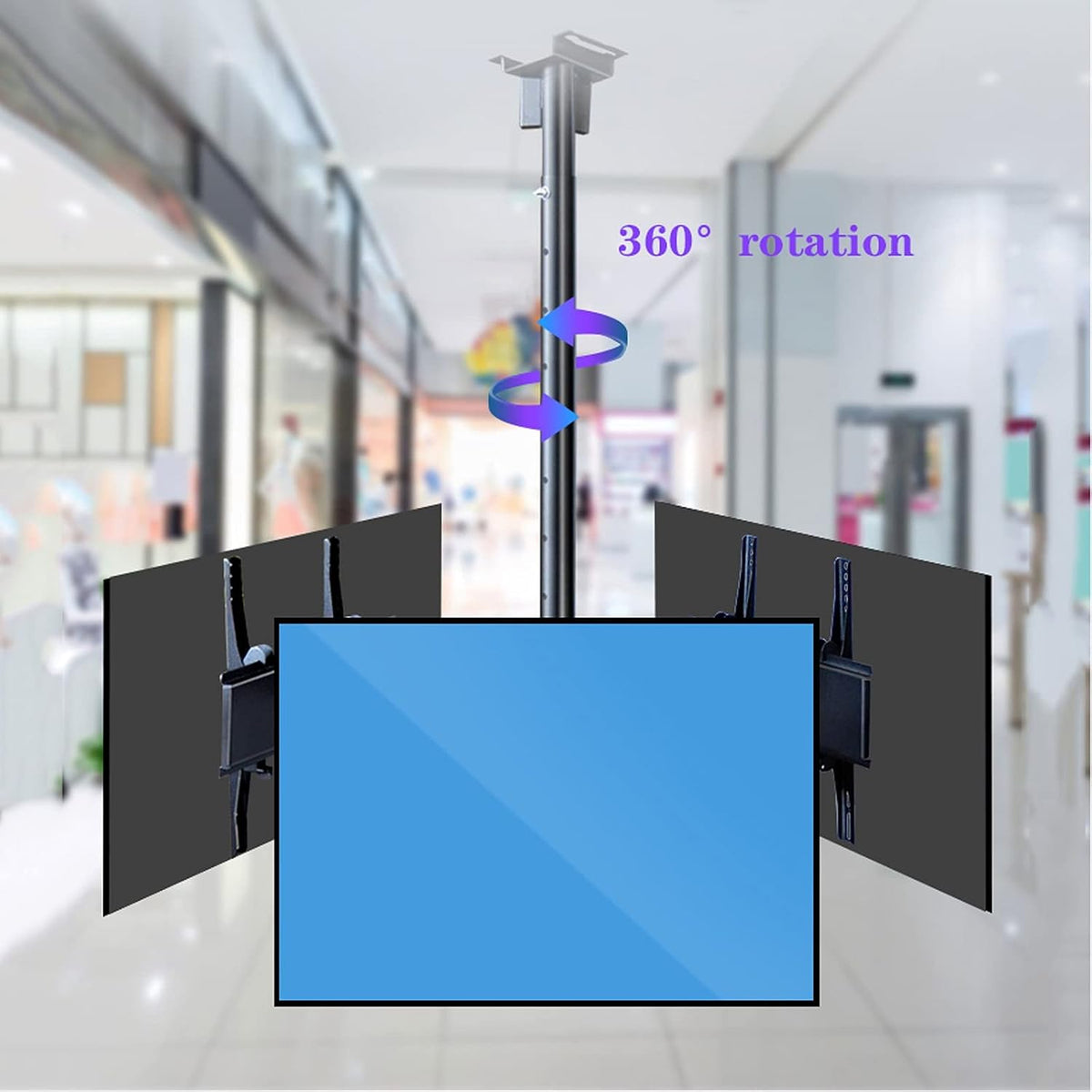 Universal TV Stand TV Stand Base Three Screen Ceiling TV Bracket 32'-75' Commercial Extension Tilt Rotation TV Mount Steel Adjustable Ceiling TV Mount with Max 400x400mm Tv Stand ,a-Four screens