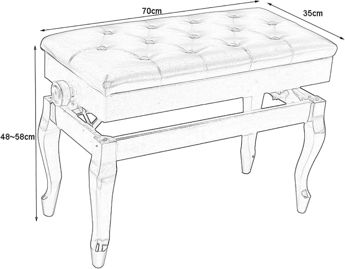 Vanity Bench,Piano Stool Height Adjustable Piano Bench Comfortable Leather Keyboard Stool with High Resilience Sponge Cushion and Storage Compartment for Music Books (White，White