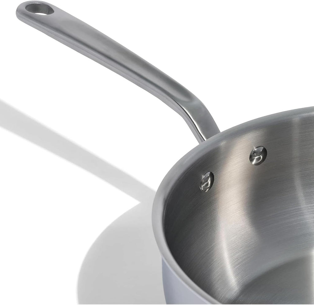 5 Quart Stainless Steel Saucier Pan - 5 Ply Stainless Clad - Professional Cookware - Induction Compatible