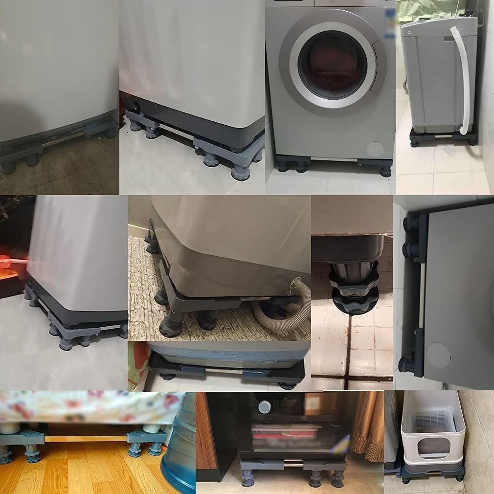 Adjustable Washing Machine Base Fridge zer Wheels Heavy Duty Universal Fridge zer Trolley Width 53-83cm Washing Machine Base Stand Movable Dryer and Base Bracket Doubl