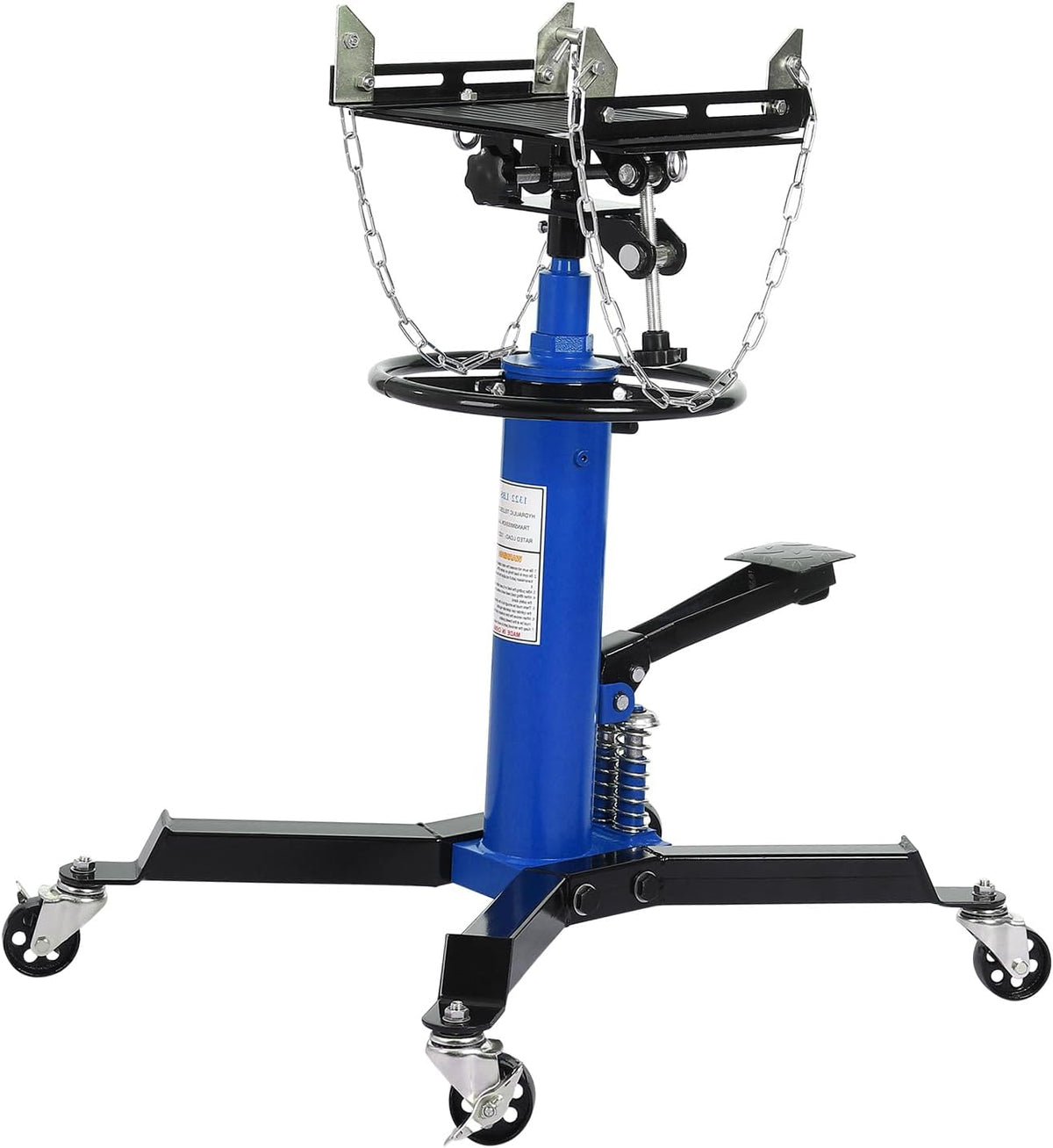 1322Lb Heavy Duty Transmission Jack, 33.5'-69' High Lift Hydraulic Telescoping Transmission Jack, 2-Stage Telescopic Transmission Stand with Foot Pedal & 360° Swivel Wheel, Blue