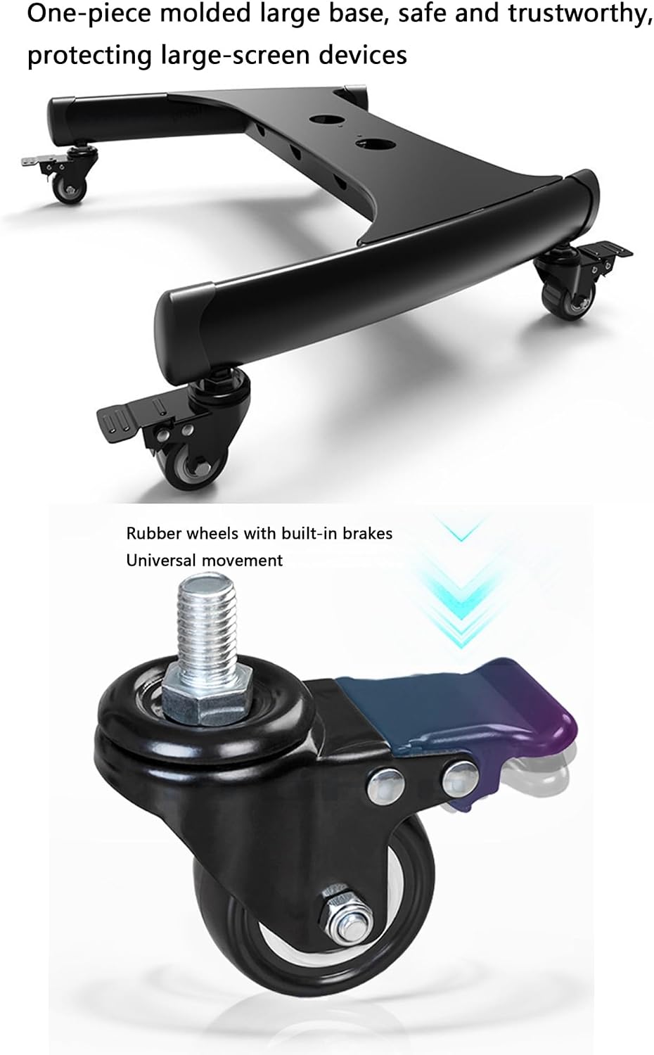 Mobile Tv Stand with Wheels - Height Adjustable Universal Tv Cart for 32-75 Inch Tvs Rolling Tv Mount with Sturdy Base for 50-90 Inch Displays Easy Move and Setup