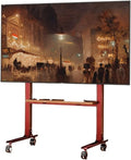Free Standing Tv Stand Height Adjustable Rolling Mobile TV Cart with Wheels for 40 to 75 Inch LCD LED Screen TVs, TV Floor Stand with Shelf Floor Standing Tv Stand