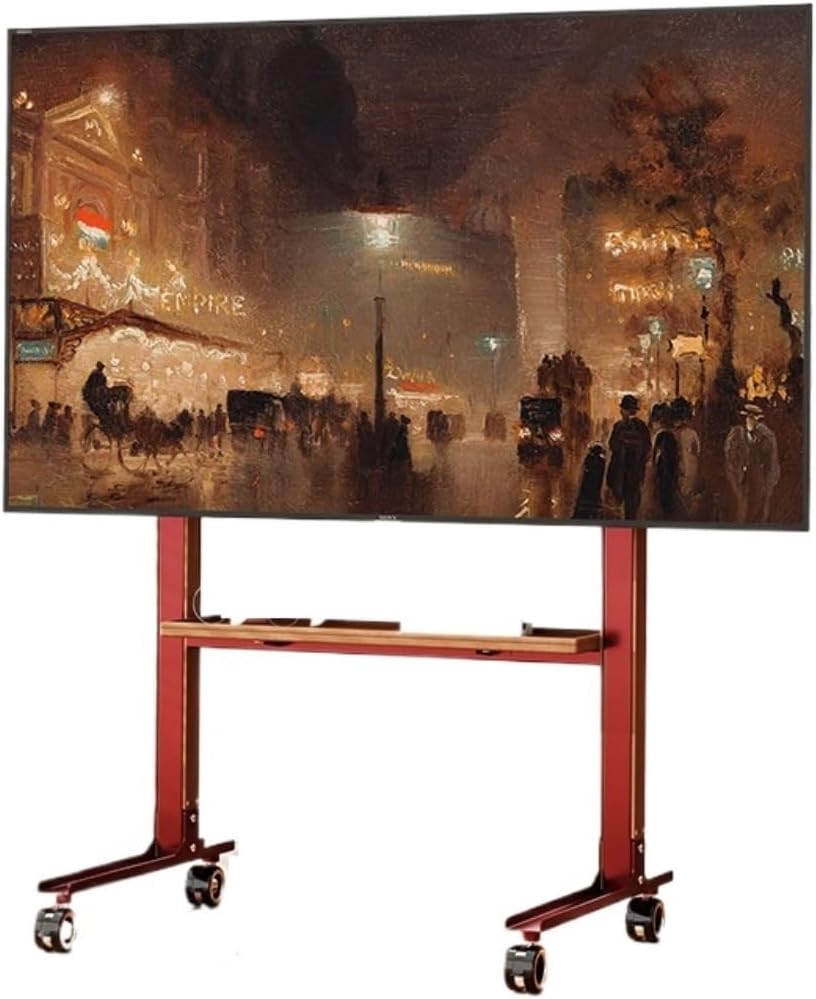 Free Standing Tv Stand Height Adjustable Rolling Mobile TV Cart with Wheels for 40 to 75 Inch LCD LED Screen TVs, TV Floor Stand with Shelf Floor Standing Tv Stand