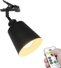 2Pcs Rechargeable Battery Dimmable Clamp Light No Wire Remote Timing LED Clip Lighting Vintage Design for Bedsides Shelf Bookshelf Splint Billboards Black Shade