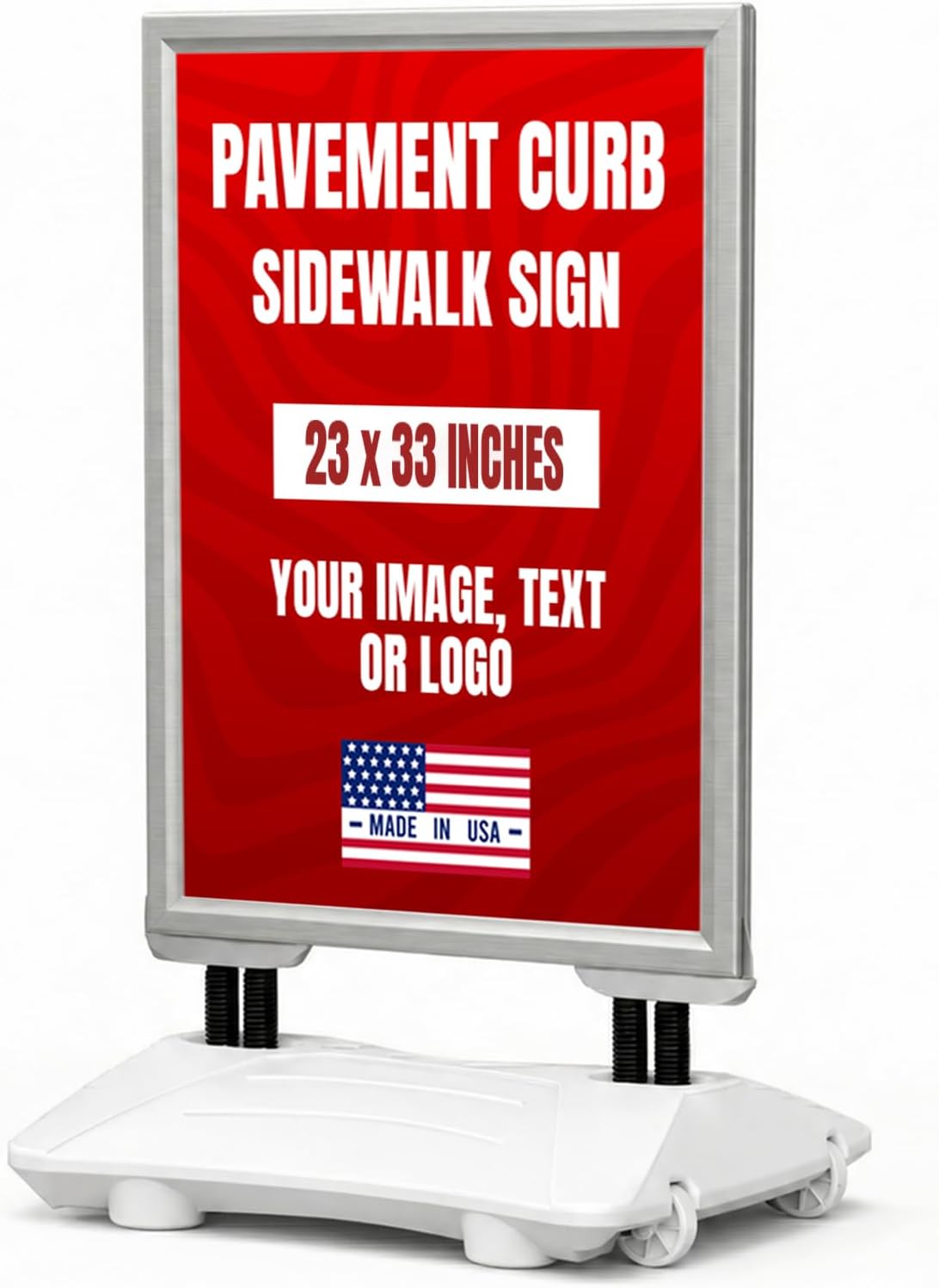 Custom Weighted Sidewalk Sign Display by BCB Print – 23x33 Outdoor Sign Holder with Custom Print | Heavy Duty Advertising Stand for Business, Storefront Use | Made in USA