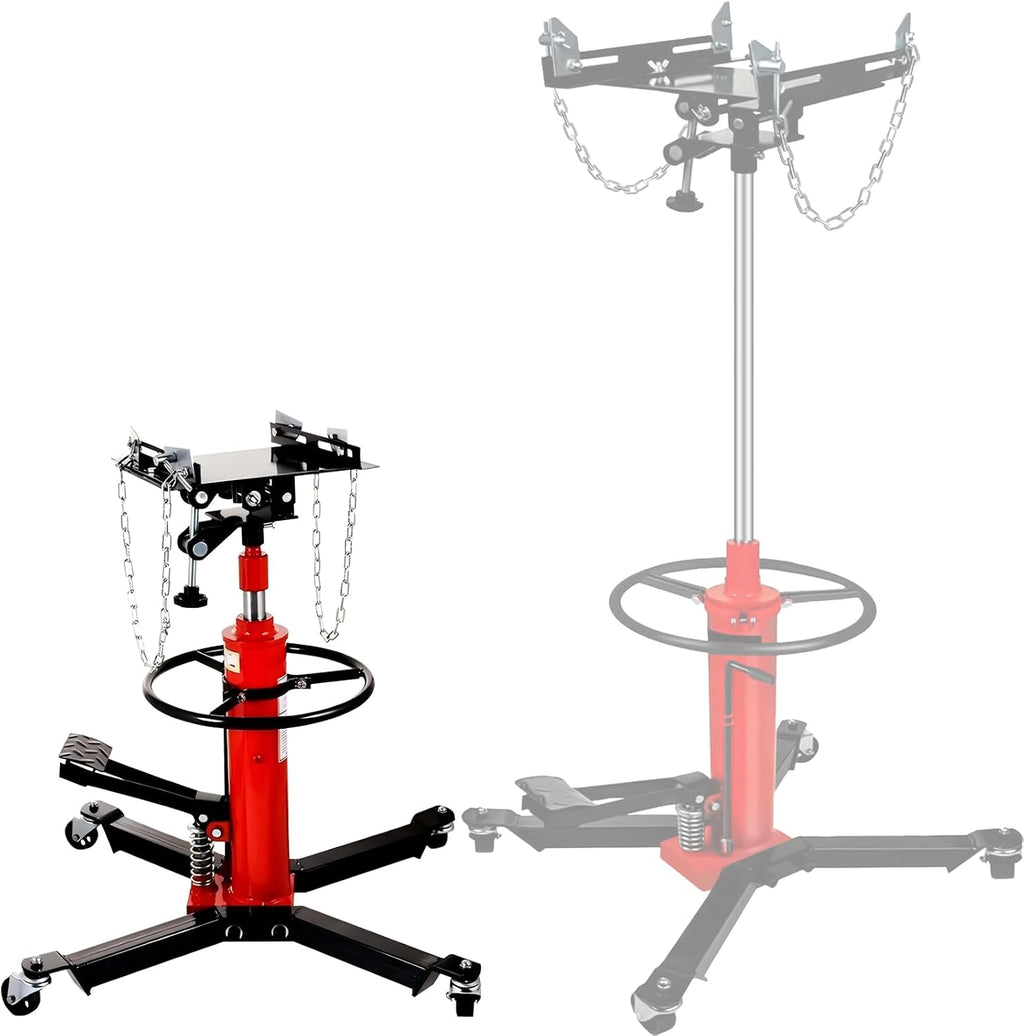 Transmission Jack 1660 lbs/ 0.75 Ton Capacity Hydraulic Telescopic Transmission Jack 34' - 68' Adjustable Height Telescoping Transmission Hydraulic with 360° Swivel Wheels Lift Hoist