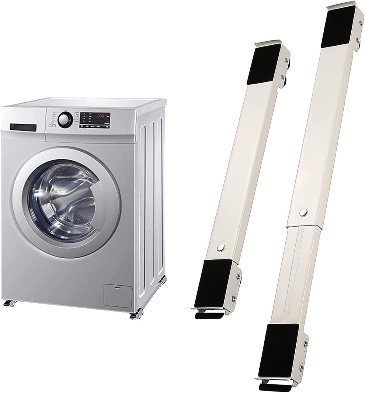 Washing Machine Base Stand, Mini Fridge Stand Furniture Dolly with 24 Wheels, Universal Movable Adjustable Pedestal, Max Load 300kg, White, Silver, 2 Pcs (White)
