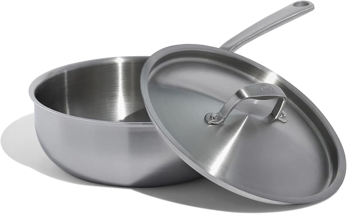 Made In Cookware | 3 Quart Stainless Steel Saucier Pan | 5 Ply Stainless Clad | Professional Cookware | Crafted in Italy | Induction Compatible