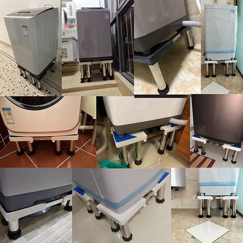 Multi-Functional Adjustable Base with 8/12 Strong Feet Washing Machine Universal High Rack Length/Width 42-66cm Tumble Dryers Base Stand Refrigerator Holder Bracket - 400kg (1