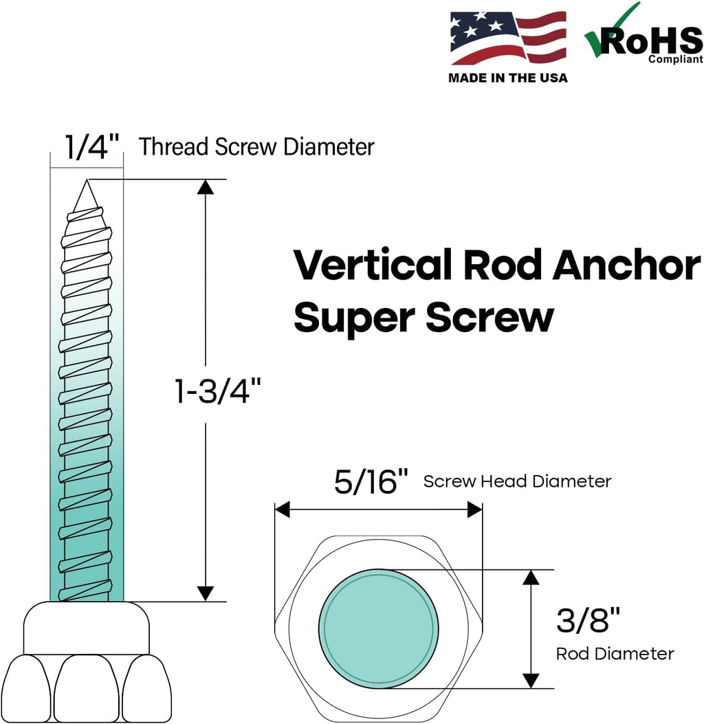 Everflow Sammys 8059957-50 CST 20 3/8 Inch Screw Vertically Threaded Rod Anchor Designed for Concrete Structure, Steel, Zinc Finish, Corrosion Resistance, 5/16 x 1-3/4 Inch Screw Length (pack of 50)