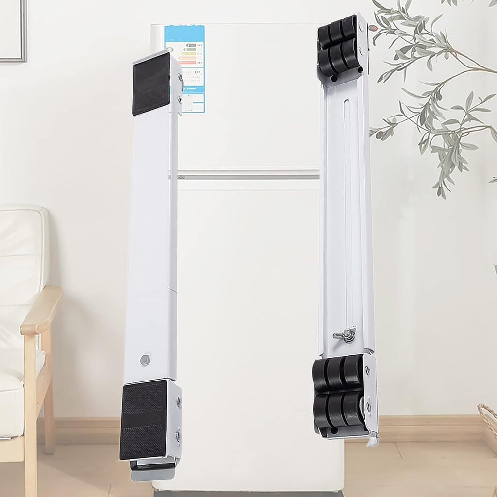 Washing Machine Base Stand with 24 Wheels, Movable Adjustable Universal Non-Slip Pedestal for Dryer, Washer and Mini Refrigerator, White, Silver, 2Pcs (White)