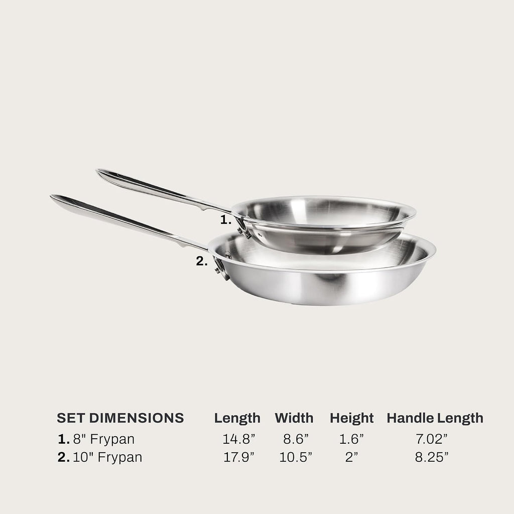 All-Clad D3® Stainless Steel 8 and 10 inch Frying Pans Set - Made in the USA- The Original Bonded Professional Cookware- Oven Safe & Induction Compatible
