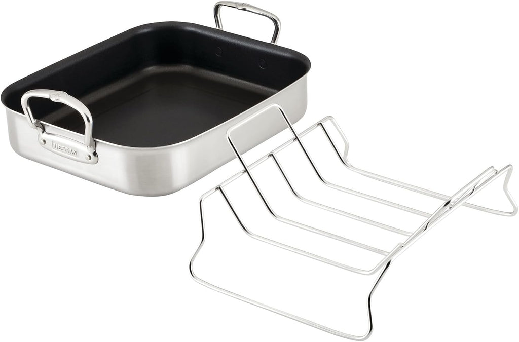 Hestan Provisions – 14.5' Classic Clad Nonstick Roasting Pan with Stainless Steel Rack