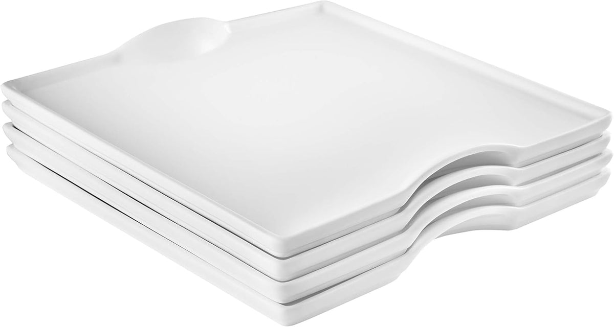 Little White Dish 20 Piece Porcelain Dinnerware Set White Square - Designer Dishware - Dinner Plates, Salad Plates, Soup Bowls, Teacups and Saucers - Service for 4
