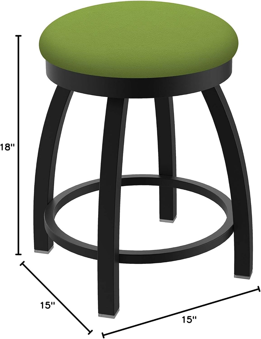 HBS 802 Misha 18' Swivel Vanity Stool with Black Wrinkle Finish and Canter Kiwi Green Seat