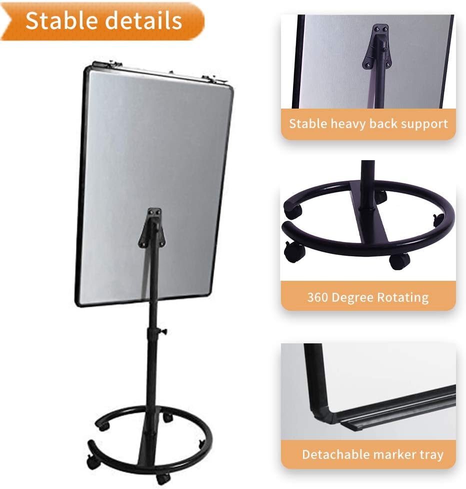 VIZ-PRO ECO Magnetic Mobile Whiteboard/Flipchart Easel, Black, 28 X 40 Inches