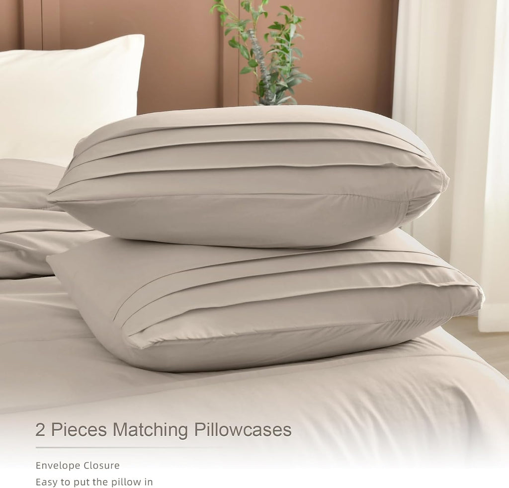 Masaca 120x120 Oversized Comforter King Size,Linen Like Textured Pinch Pleated California King Bed Comforter Set Soft Lightweight Fluffy Farmhouse Bedding Set 3PCS