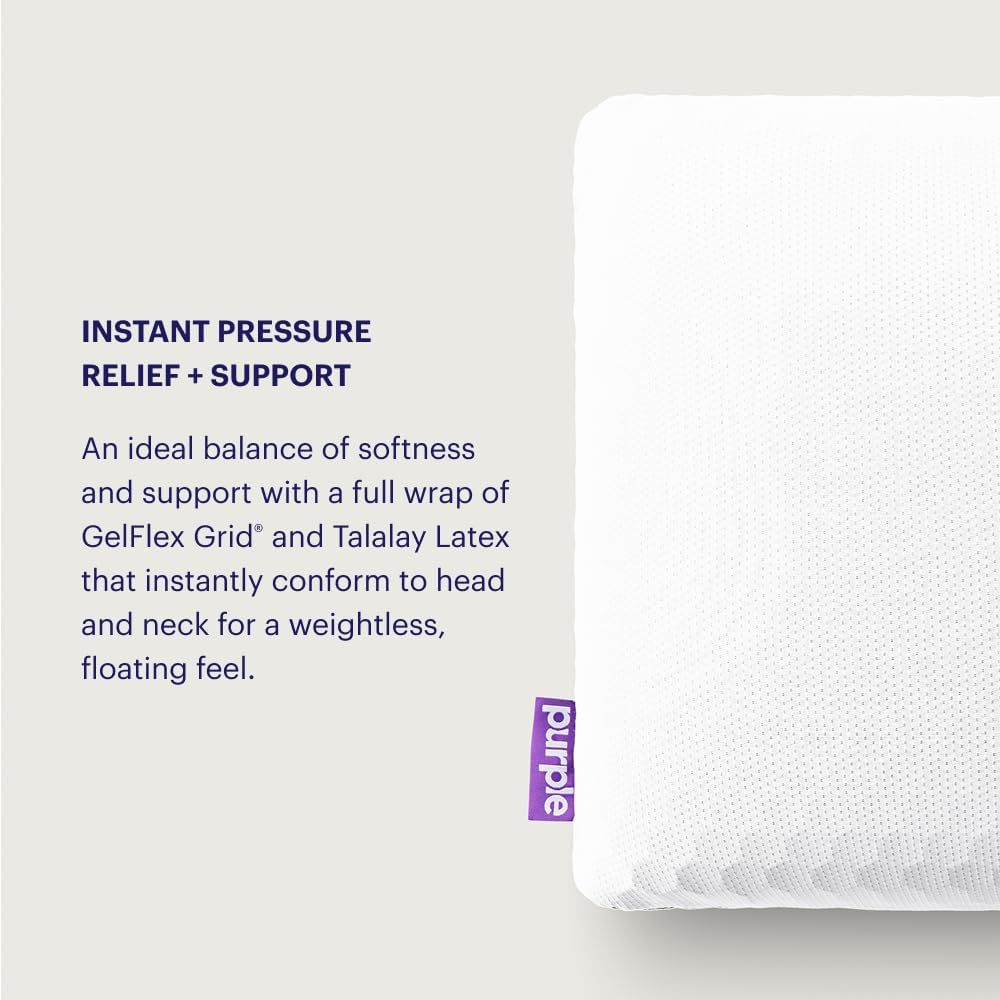 Purple Harmony Anywhere Pillow - Travel/On-the-Go, Hex Grid & Talalay Latex Core - No Pressure Support, Stays Cool, Compact & Lightweight for Easy Travel