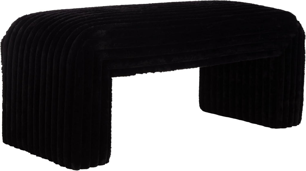 SAFAVIEH Home Collection - Arihana Curved Waterfall Bench, Black Upholstered Seating (BCH6405A)