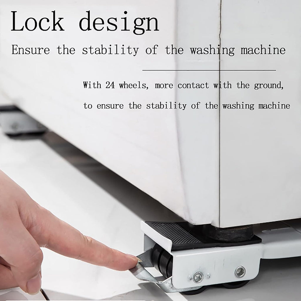 Washing Machine Stand Fridge Non-Slip Base, Universal Movable Adjustable Moving Roller Pedestal for Dryer, Mini Refrigerator, White, Silver, 2Pcs (Silver)