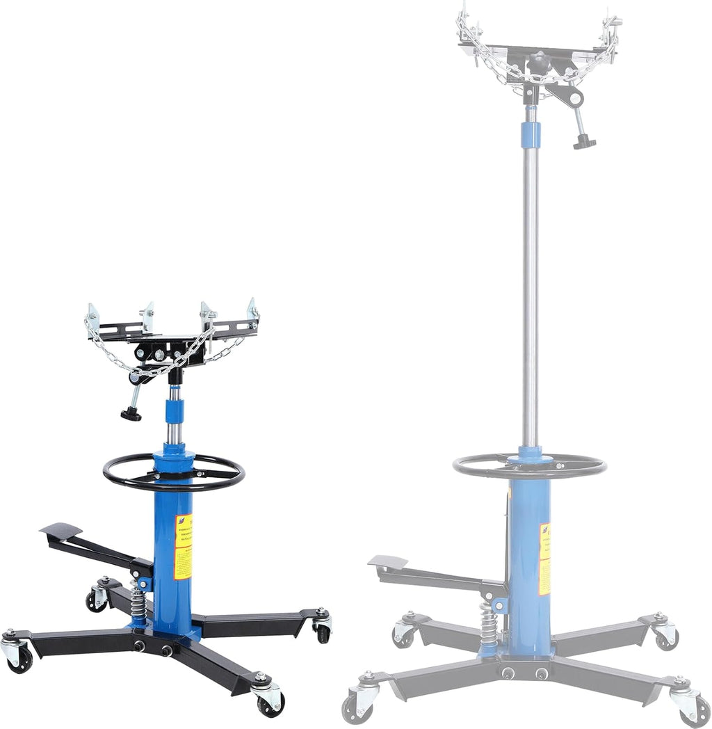 Transmission Jack 1660 lbs/ 0.75 Ton Capacity Hydraulic Telescopic Transmission Jack 34' - 68' Adjustable Height Telescoping Transmission Hydraulic with 360° Swivel Wheels Lift Hoist