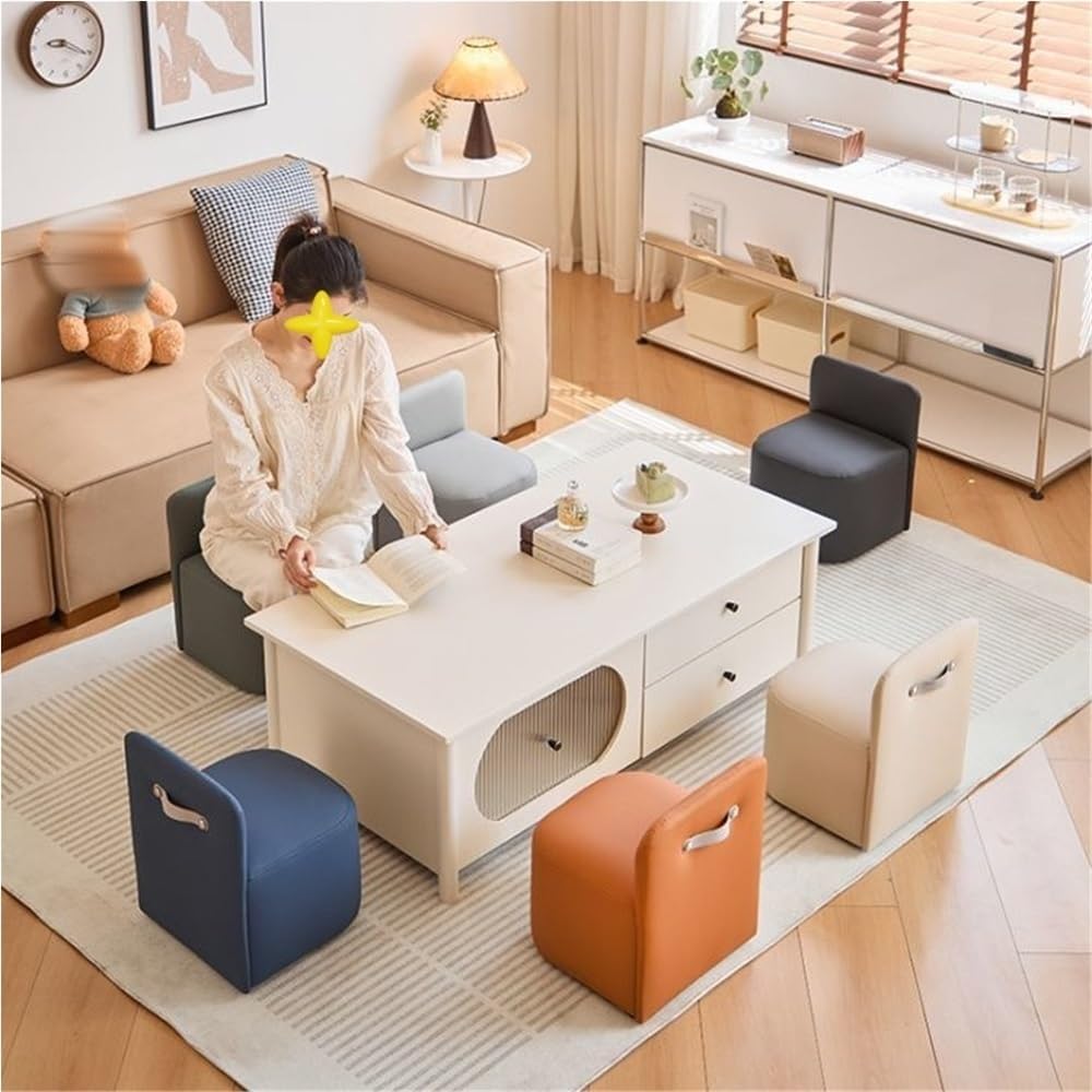 Versatile Stylish Ottoman Stool Chair, Comfortable Vanity Bench with Back rt, Low Footstool for Living Room & Entryway, Small Space Seating Solution (Black)
